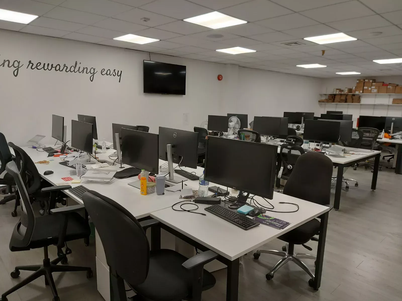 Open-plan office desks cleaned by CassE Services